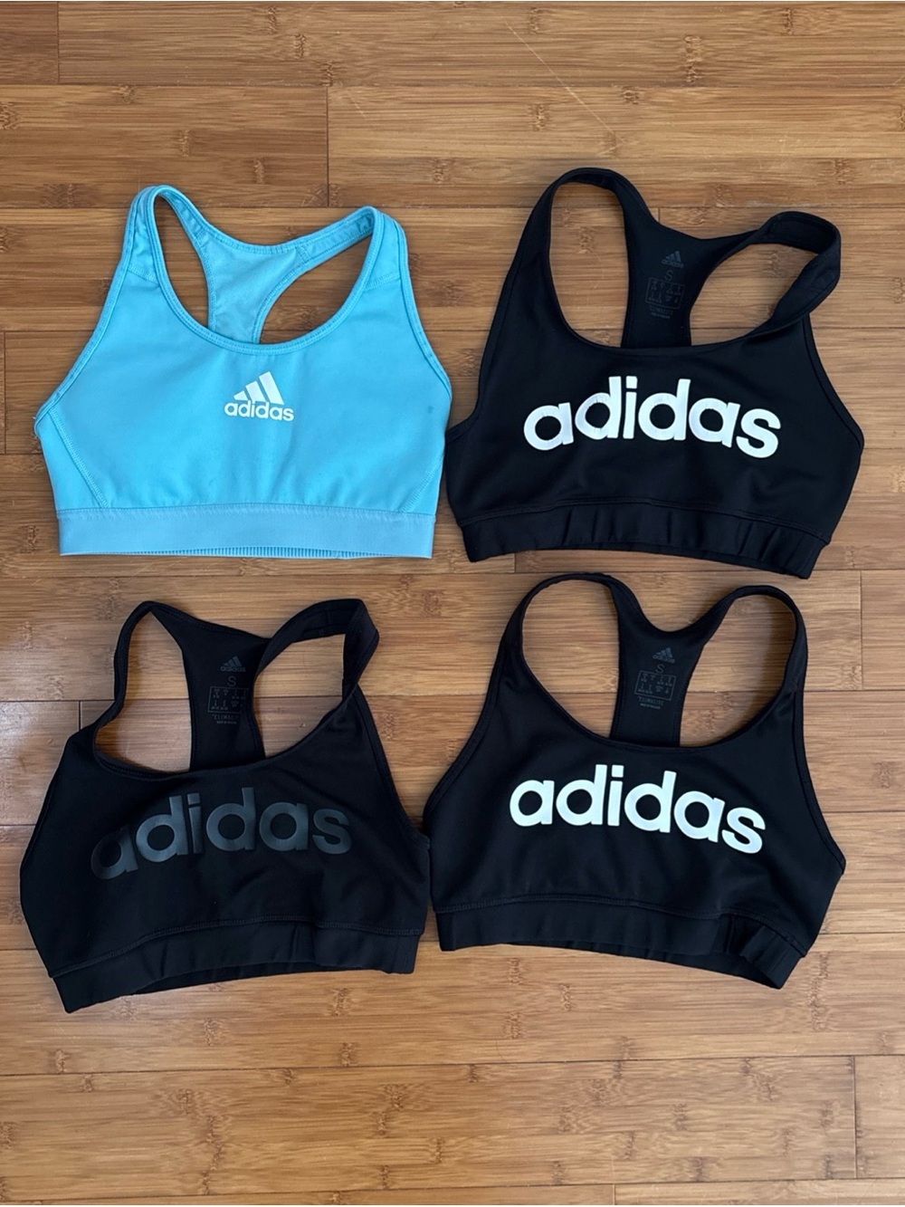 adidas Racerback Sports Bra Set – Black & Light Blue